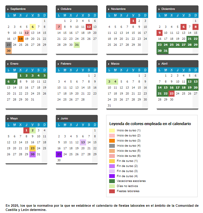 Calendario curso escolar 24-25