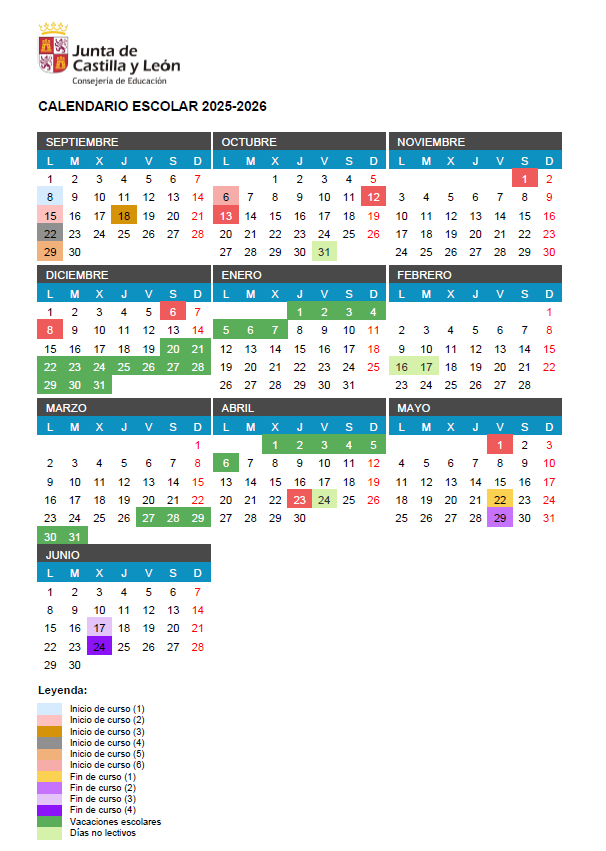 Calendario escolar 25/26